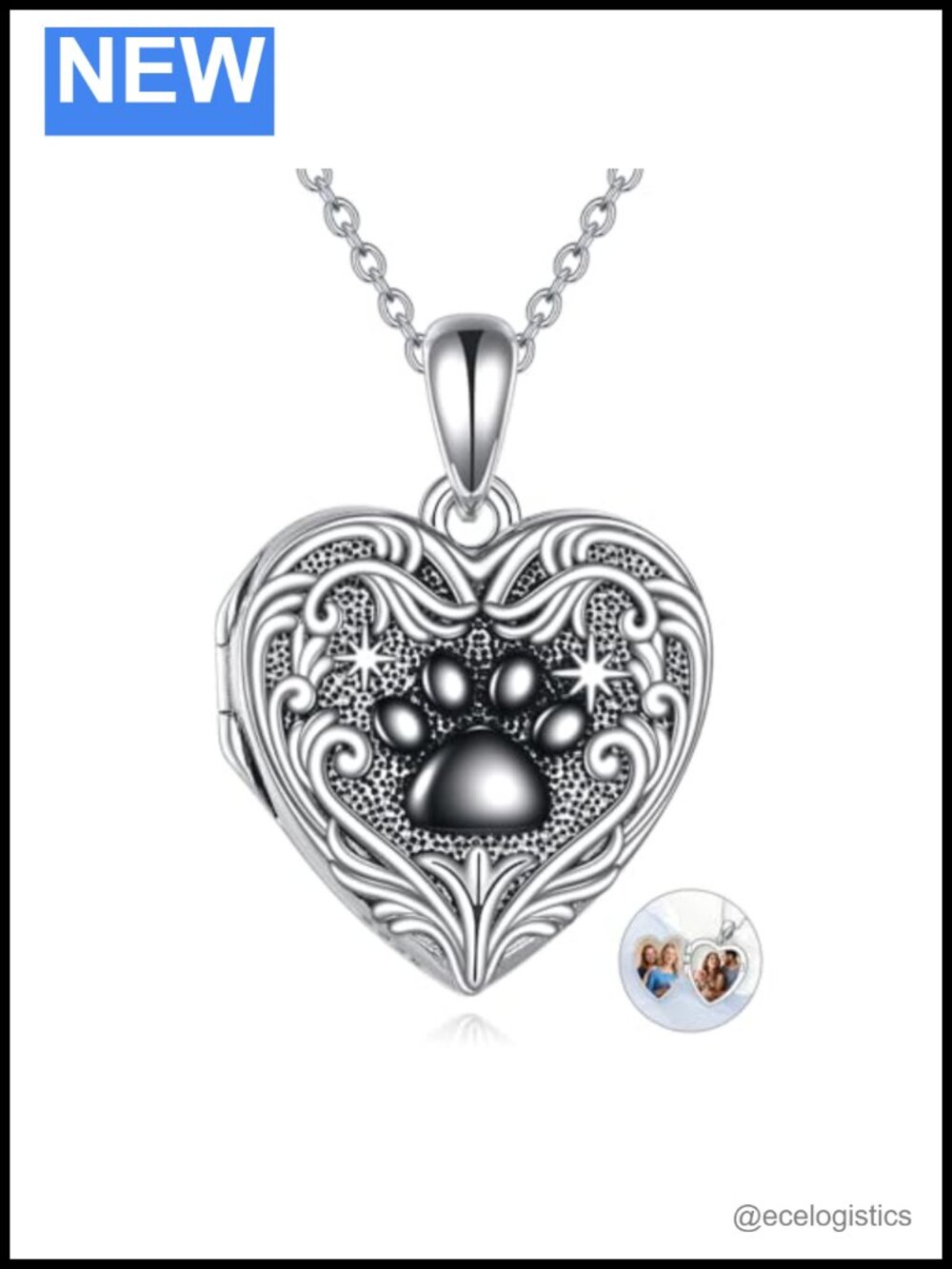 Sterling Silver Heart Locket Necklace Holds Photos Pet Memorial Gift